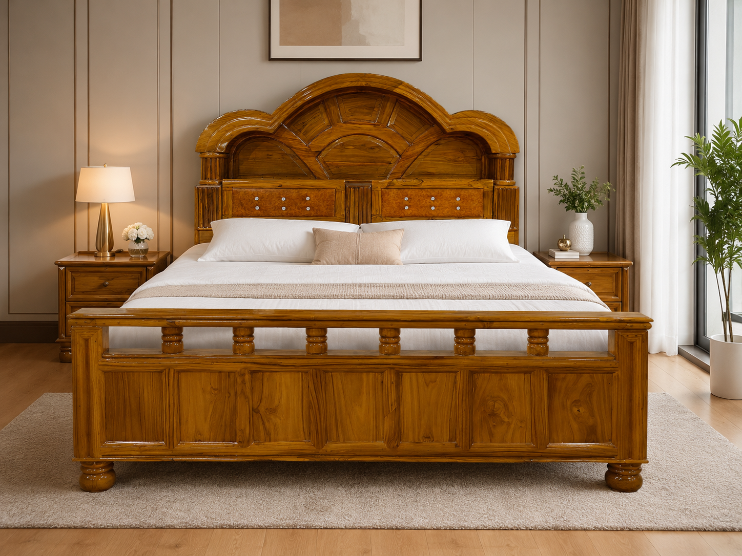 Royal Heritage Sagwan Wood Bed