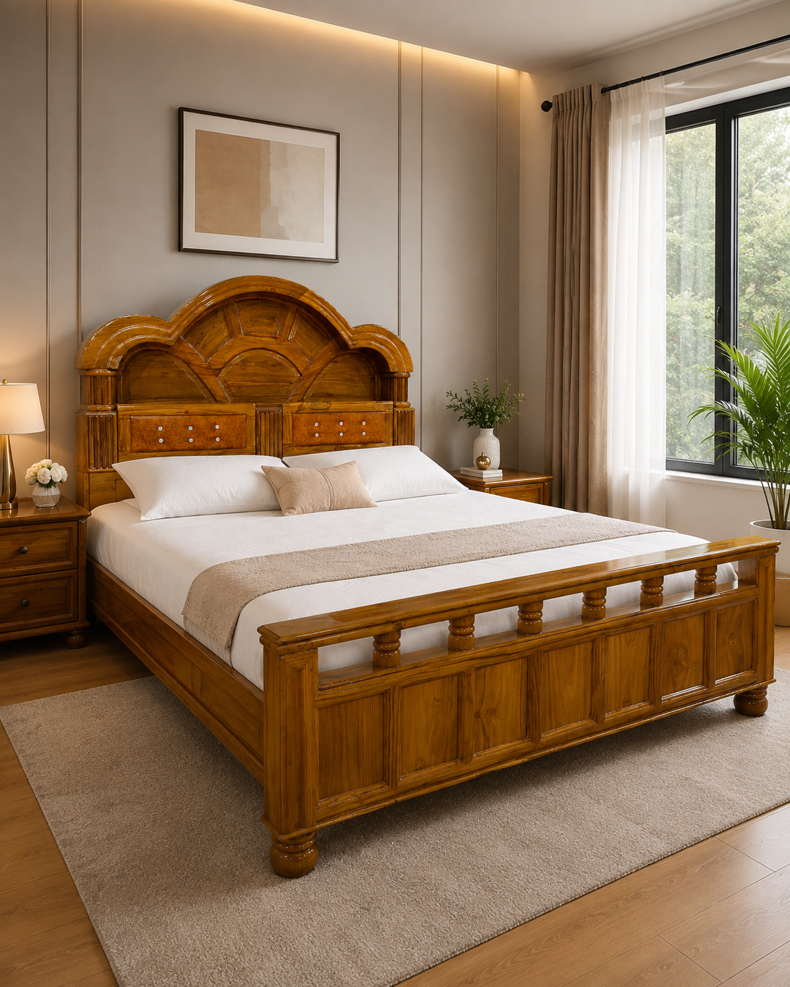 Royal Heritage Sagwan Wood Bed