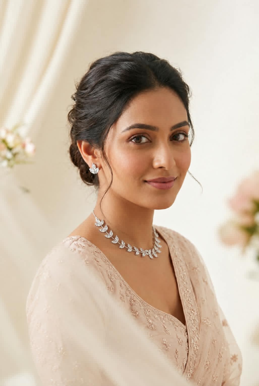​Celeste Diamond-Cut Leaflet Choker Set