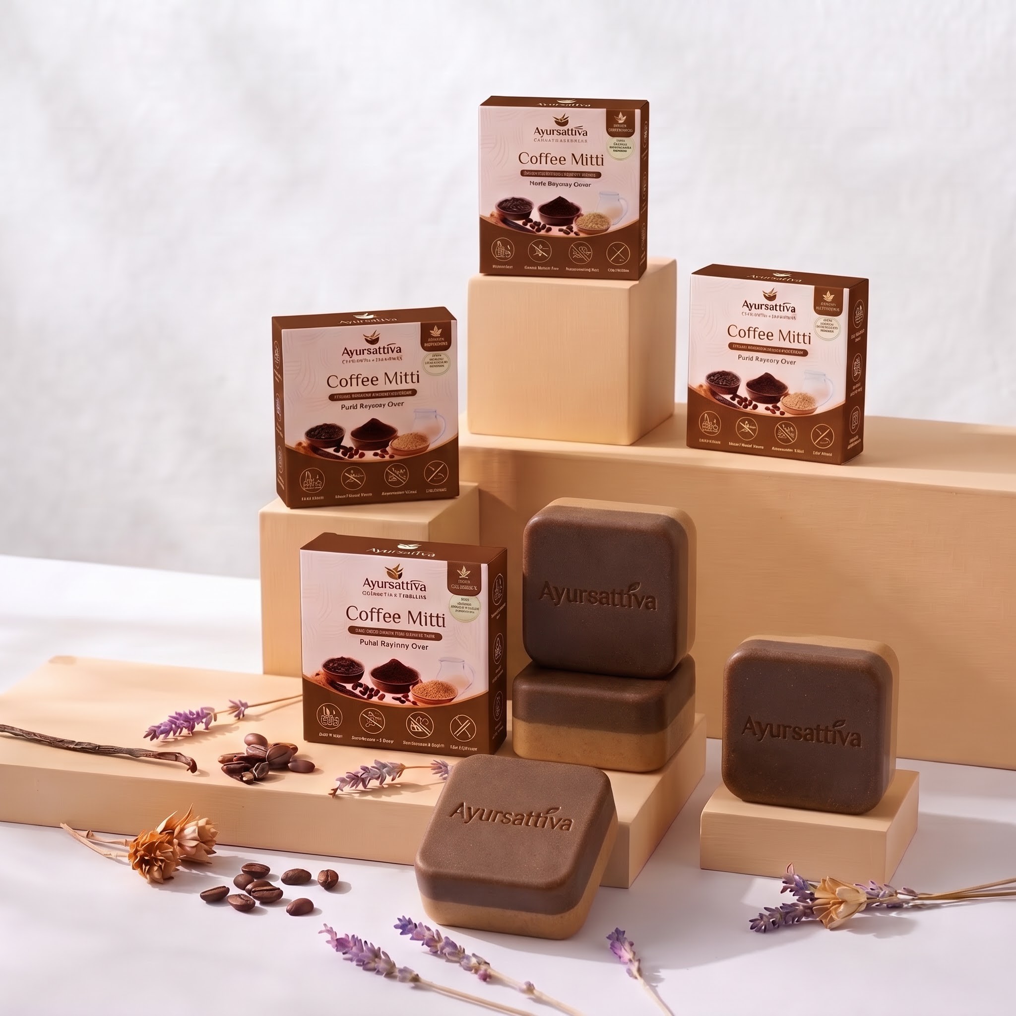 AyurSattva Coffee-Mitti Double Layer Herbal Soap Pack of 4