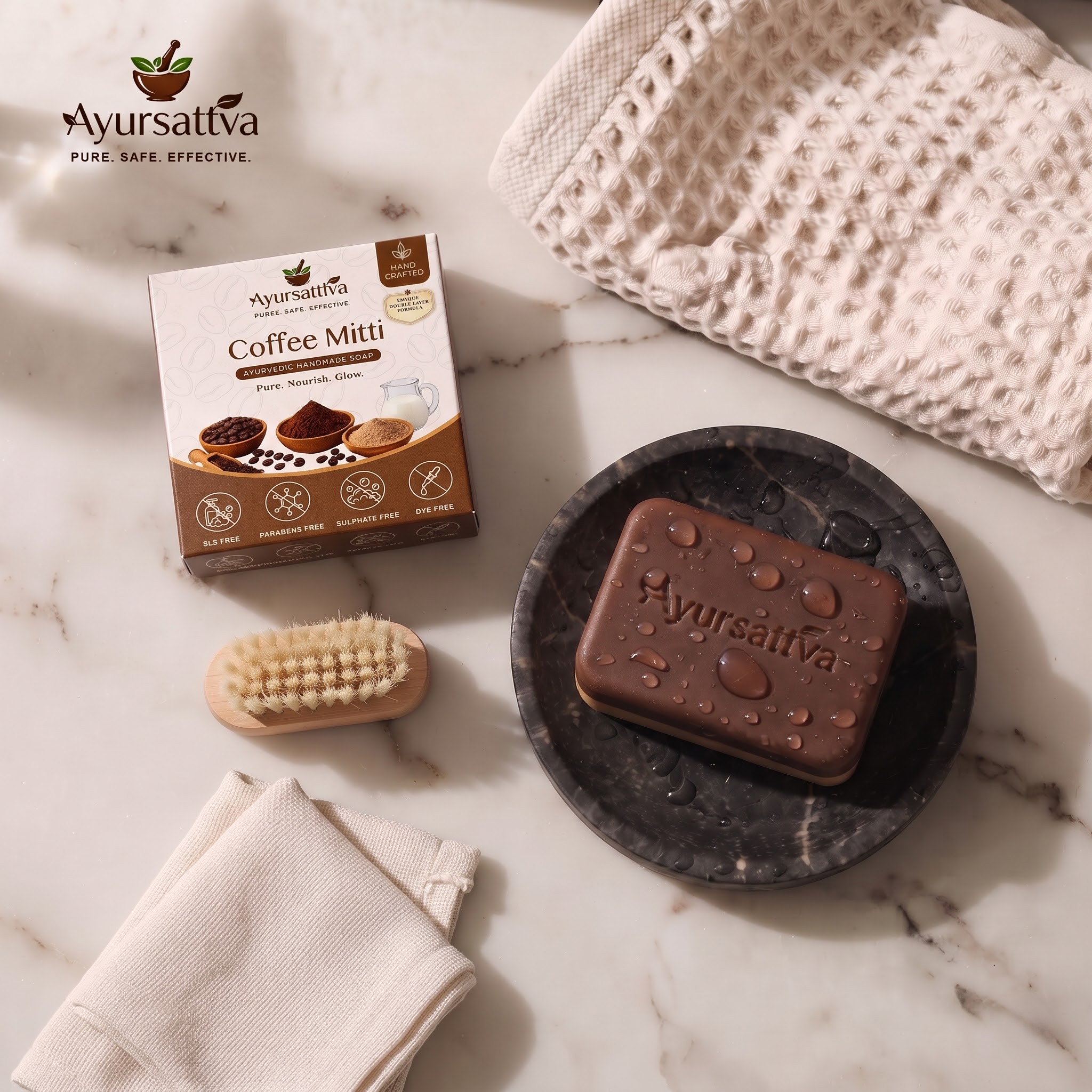AyurSattva Coffee-Mitti Double Layer Herbal Soap