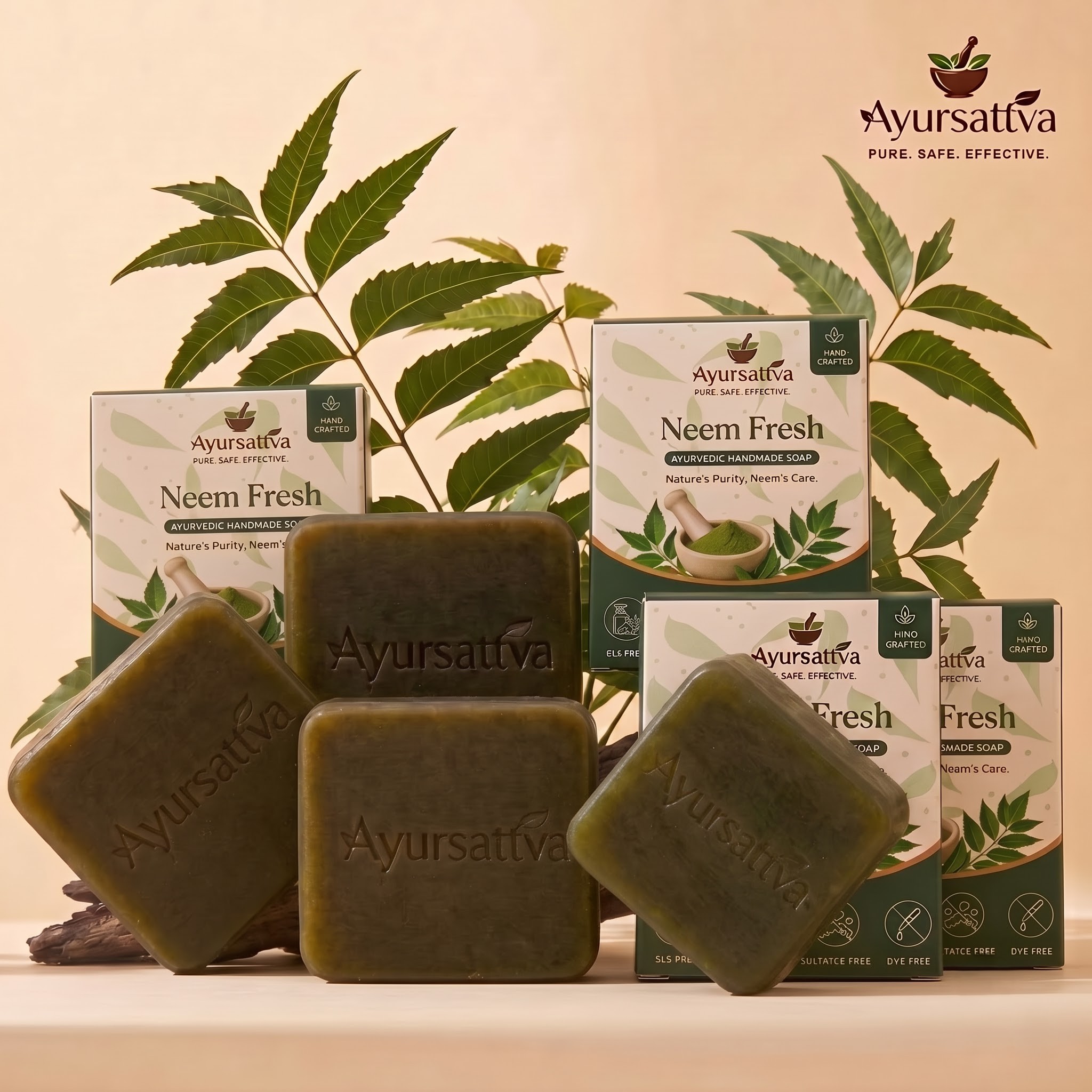 AyurSattva Neem Fresh Herbal Soap pack of 4