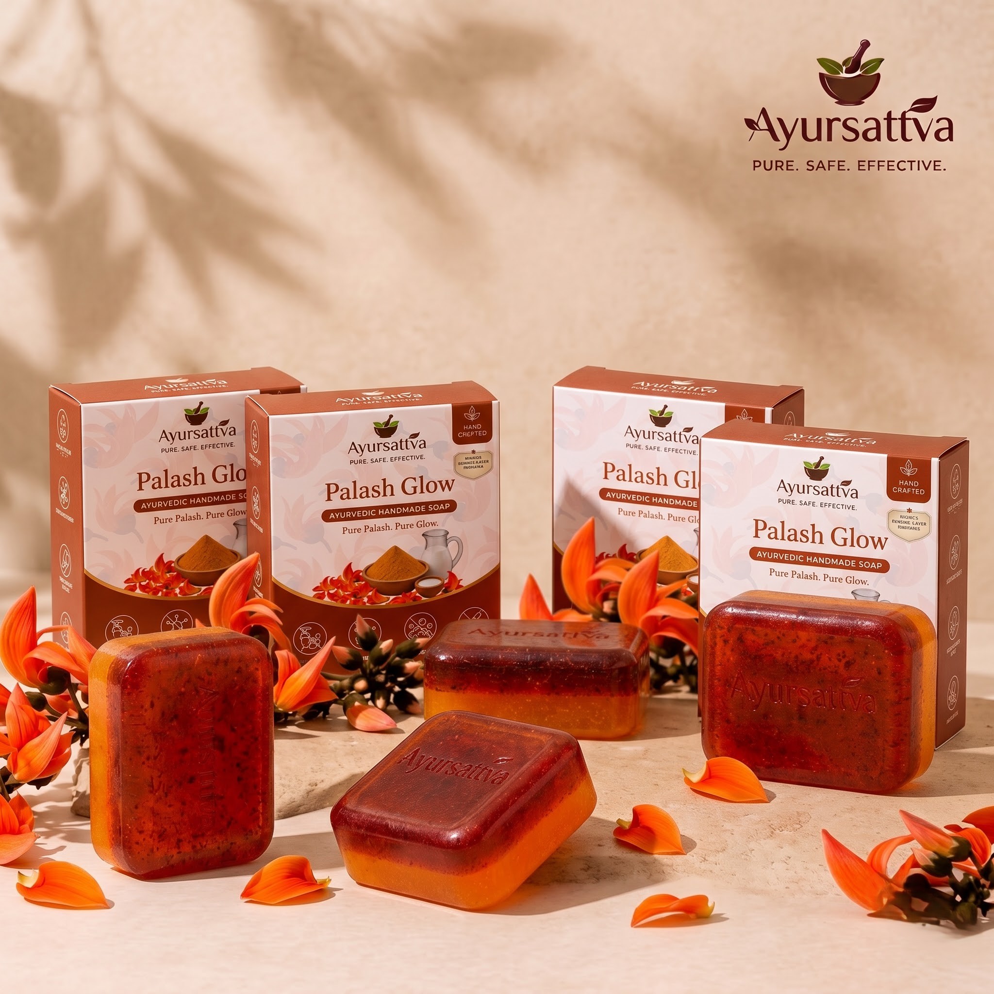 AyurSattva Palash Glow Herbal Soap Pack of 4