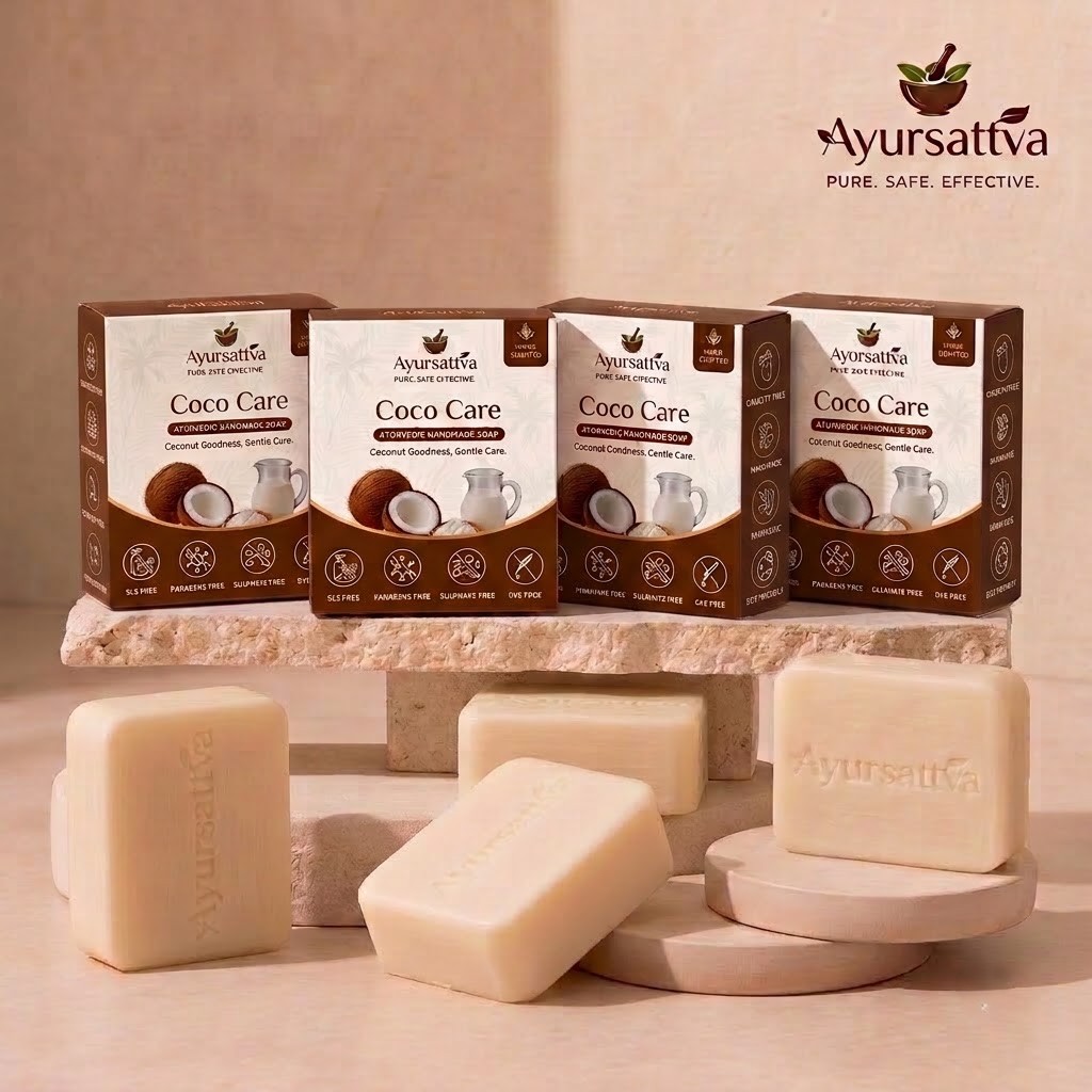 AyurSattva Coco Care Goat Milk Herbal Soap Pack of 4