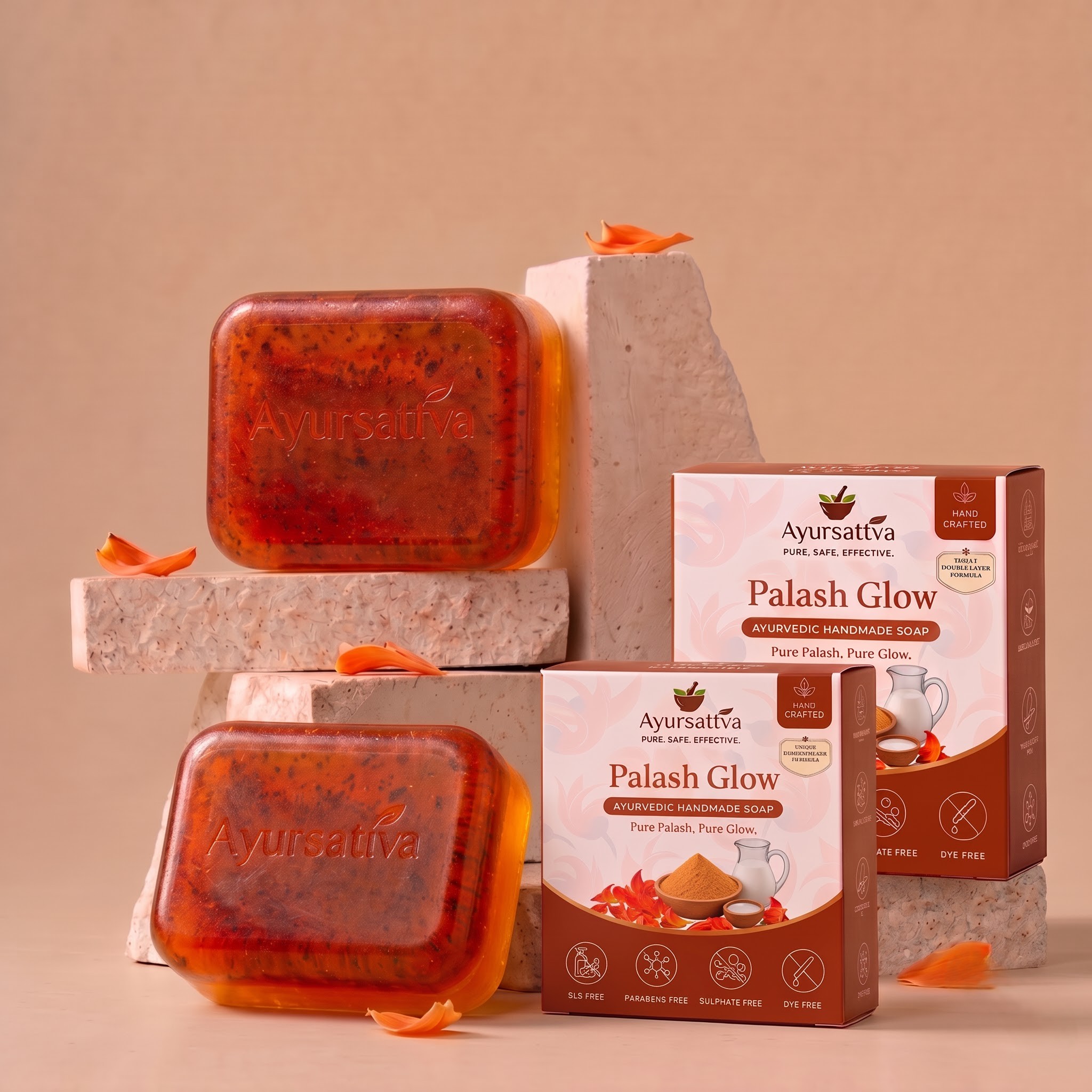AyurSattva Palash Glow Herbal Soap Pack of 2