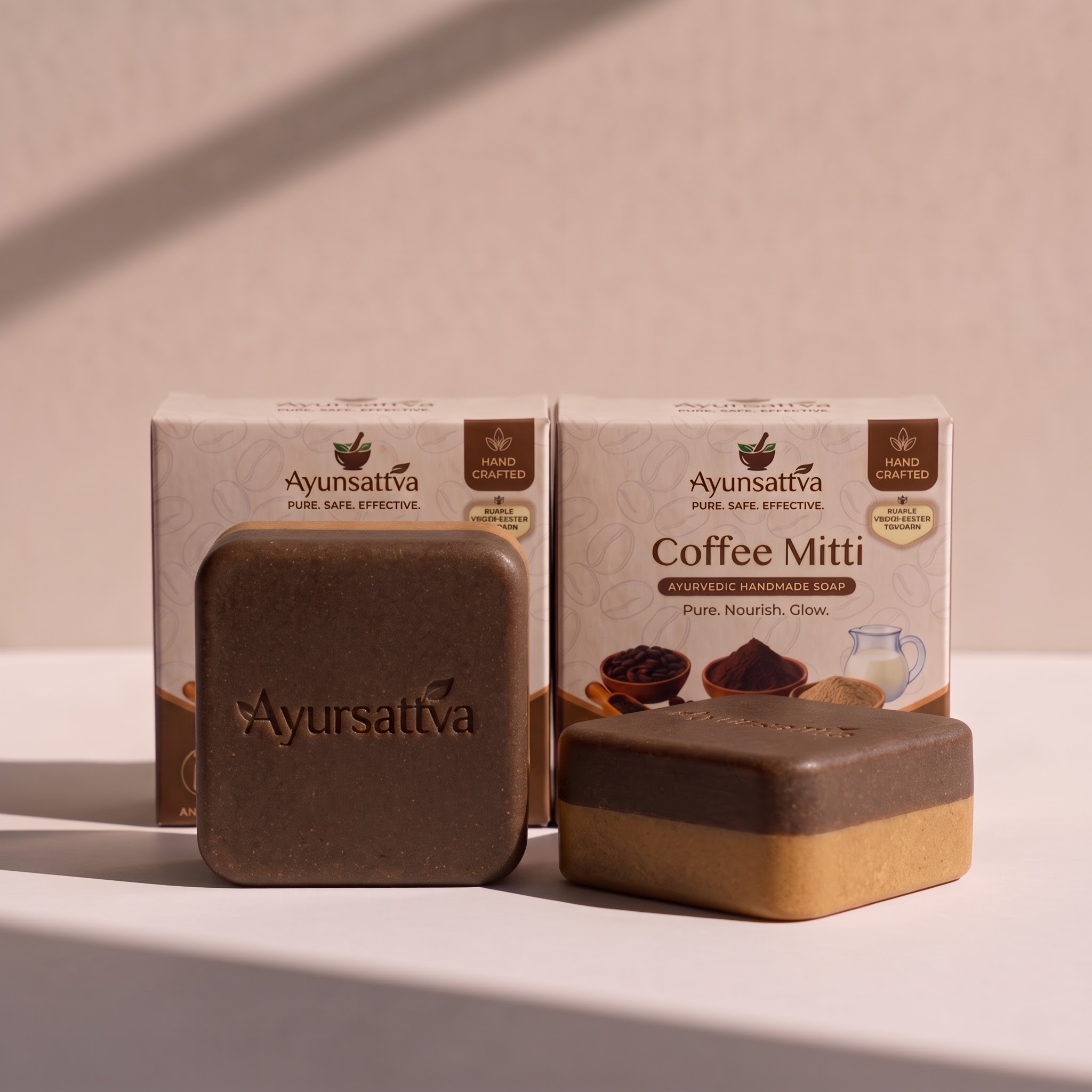 AyurSattva Coffee-Mitti Double Layer Herbal Soap Pack of 2