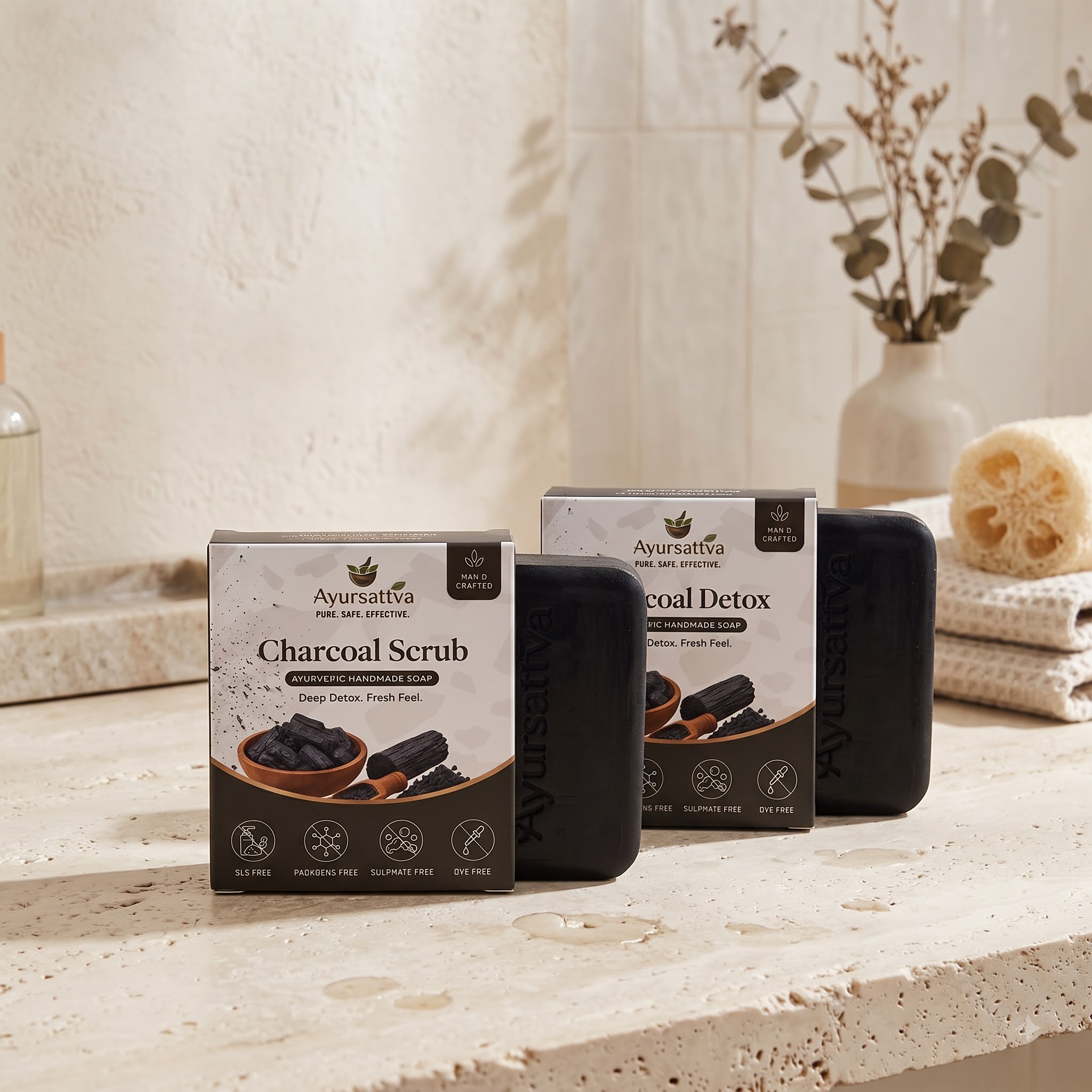 AyurSattva Charcoal Mint Herbal Soap Pack of 2