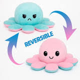 Octopus Plushie Reversible Soft Toy | Cute Mood Plush for Kids & Couples | Double-Sided Happy & Angry Stuffed Toy Gift (25cm, Pink & Blue)